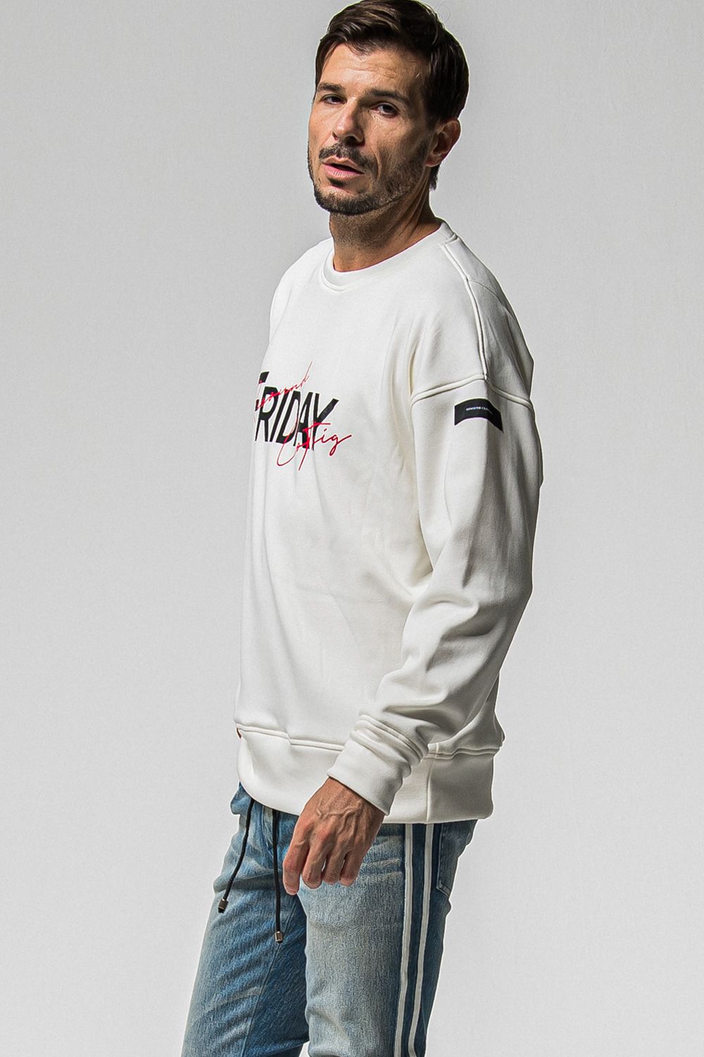 FRAIDAY OLD LOGO VELOURS FLEECE TRAINER / 裏ベロアフリース ロゴ ロングスリーブ トレーナー (ホワイト) (11月上旬入荷予定) ※オーダー締切：9月1日(月)18:00