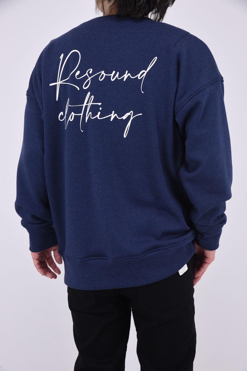 VELOURS FLEECE DORP TRAINER / アイコンロゴ 裏起毛 ルーズトレーナー ネイビー