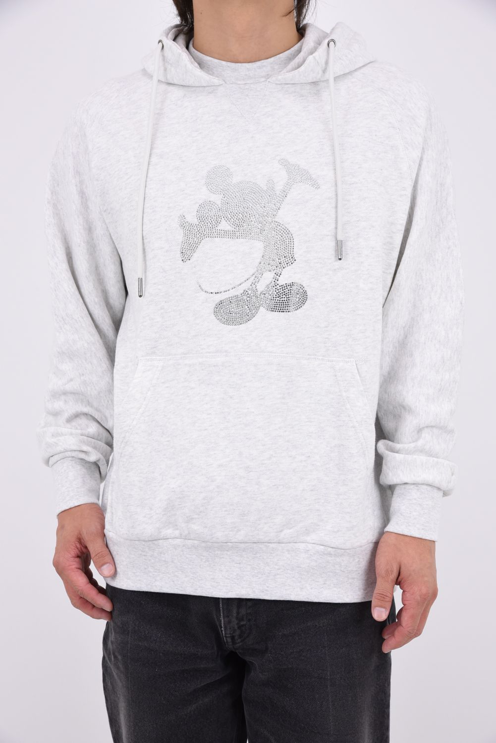 【26AW】 MICKEY SILHOUETTE GRADATION LINESTONE HOODIE / ミッキー シルエット グラデーション ラインストーン フーディー (オートミール)