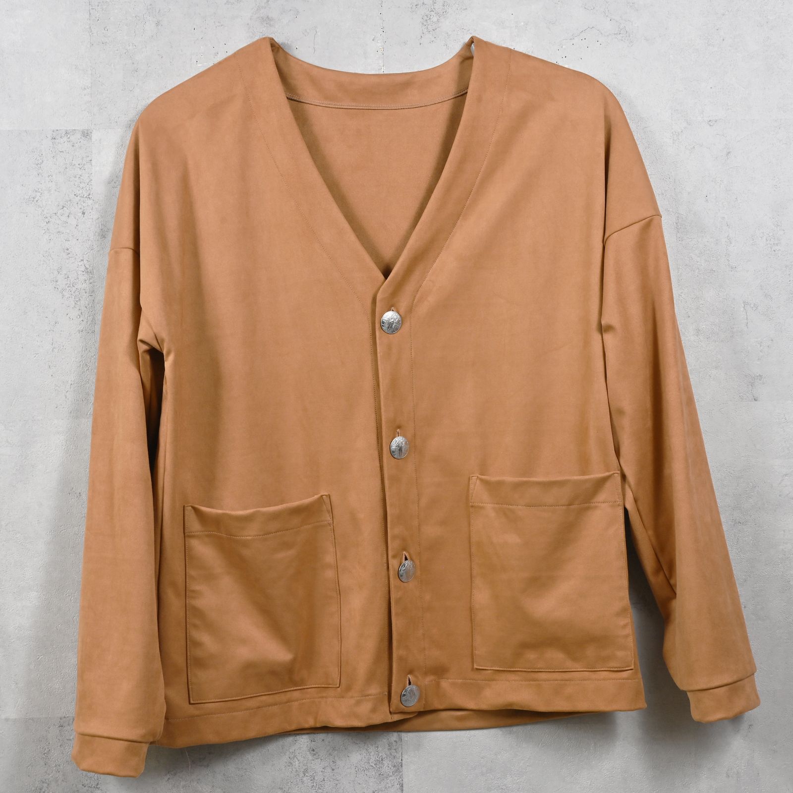 suede cardigan / エコスエード オーバーサイズ スウェードカーディガン (ベージュ) (1月上旬入荷予定) ※オーダー締切:9月7日(月)17時