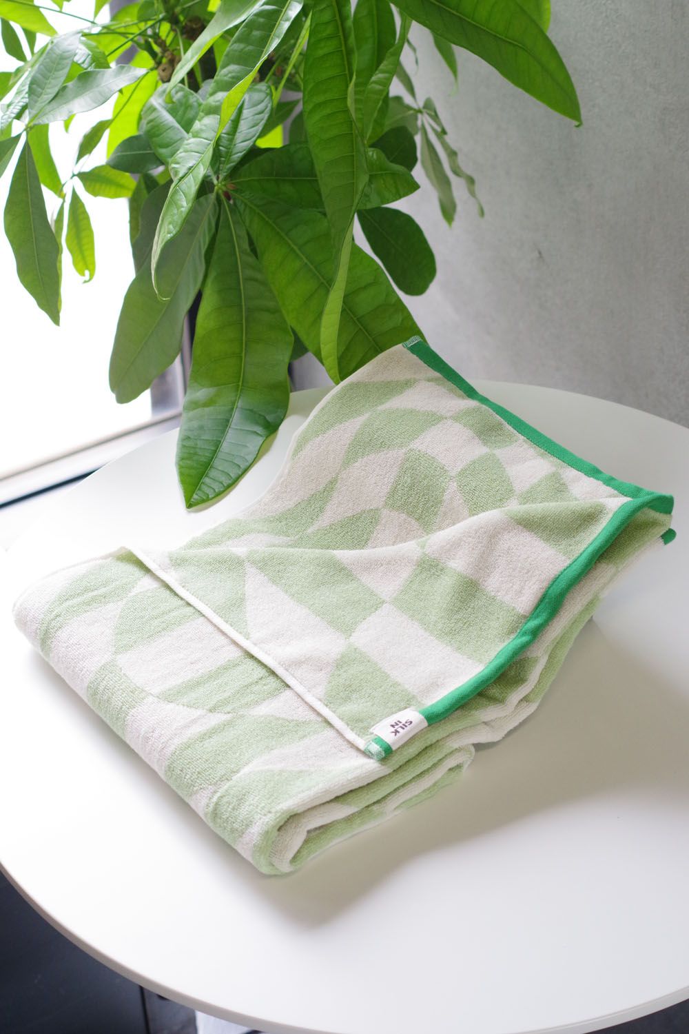 Check Bath Towel / シルク混 チェック バスタオル (グリーン)