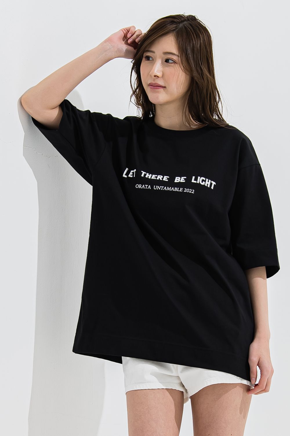 LIGHT crew T / メッセージプリント 半袖Tシャツ ブラック