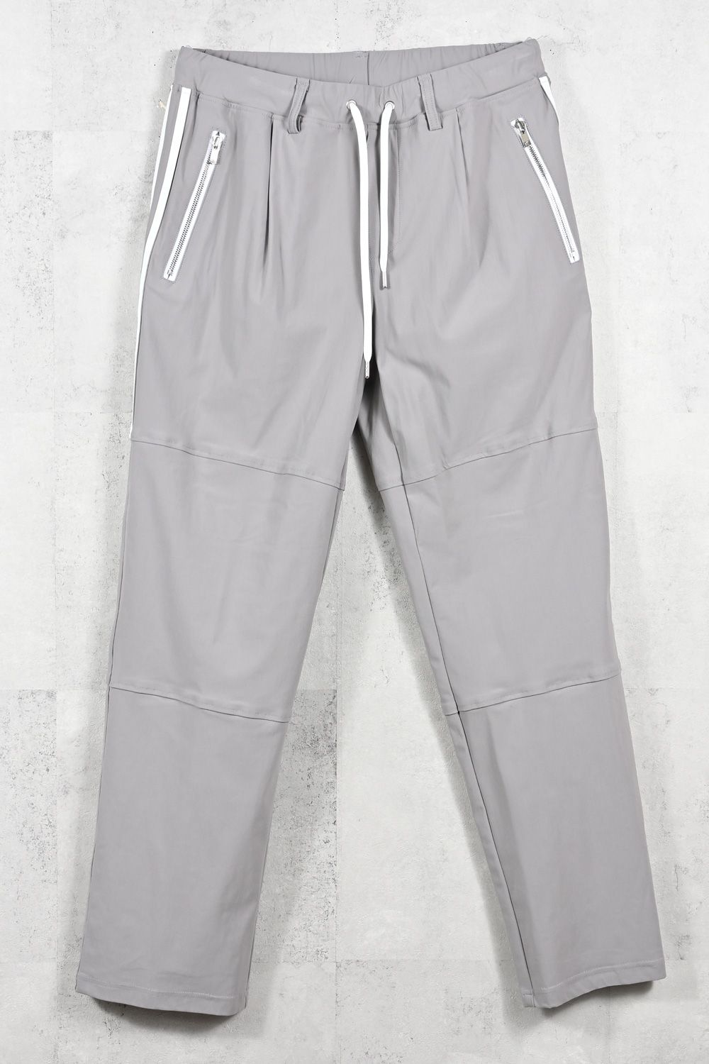 Johnson LINE WIDE PT / 360°ストレッチ ワイドシルエット ジョンソンラインパンツ (グレー/ホワイト) (1月末入荷予定)