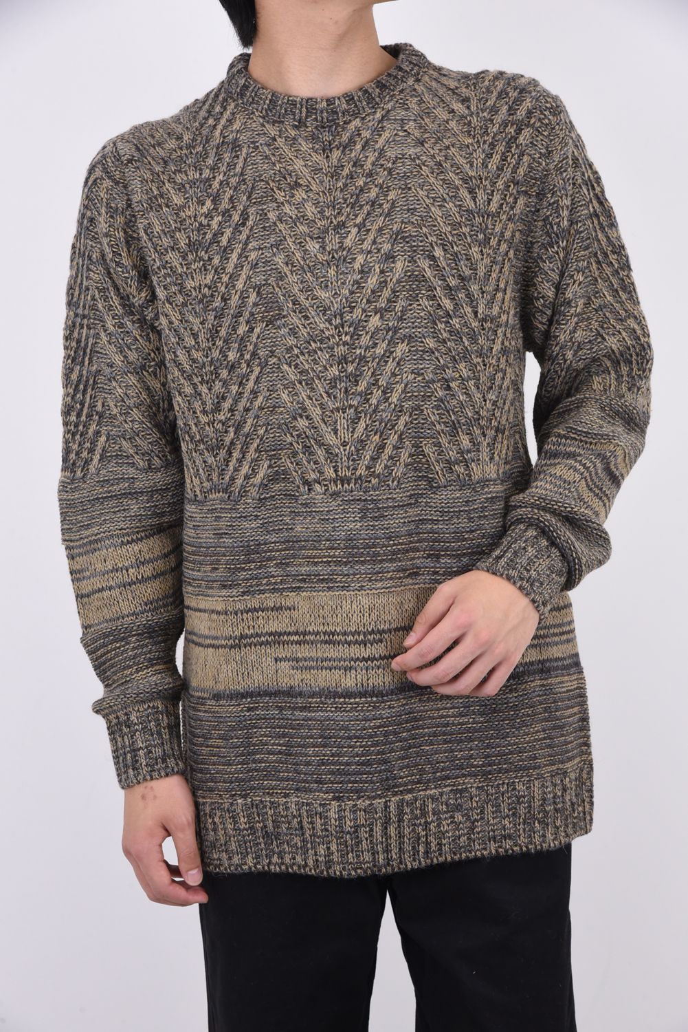 White Mountaineering - RANDOM CABLE ROUND NECK KNIT / ランダム