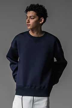 HD drop trainer / ダンボール素材 ルーズフィット トレーナー ネイビー (9月中旬入荷予定)