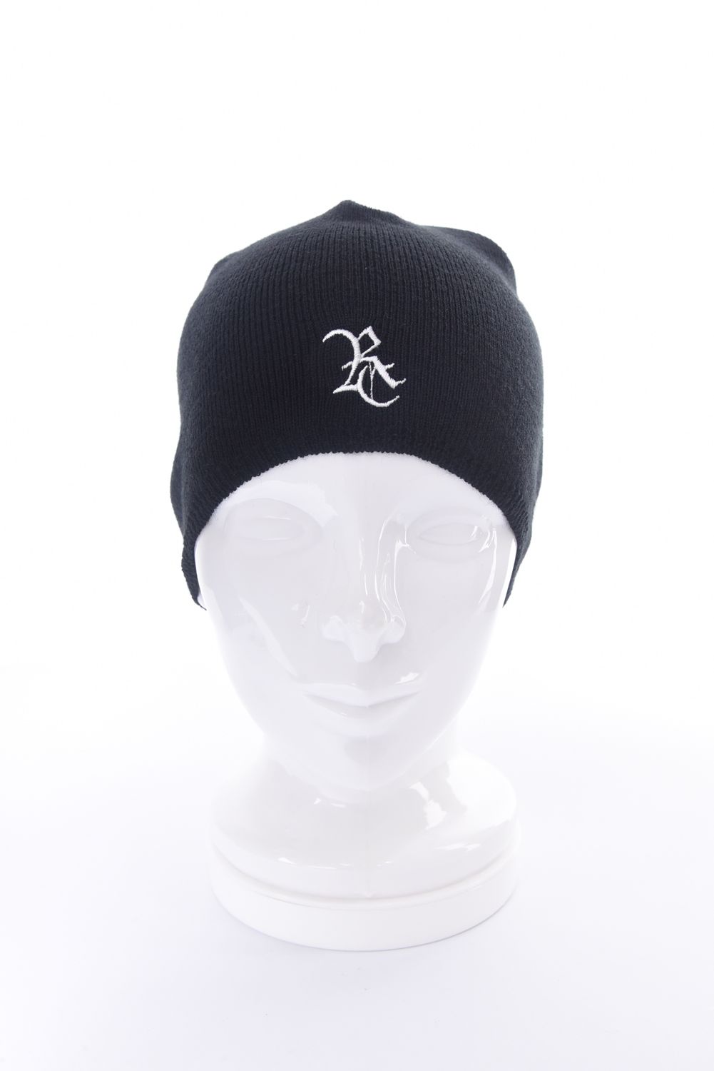 WOOL KNIT CAP / ウール ニットキャップ RC刺繍 (ブラック)