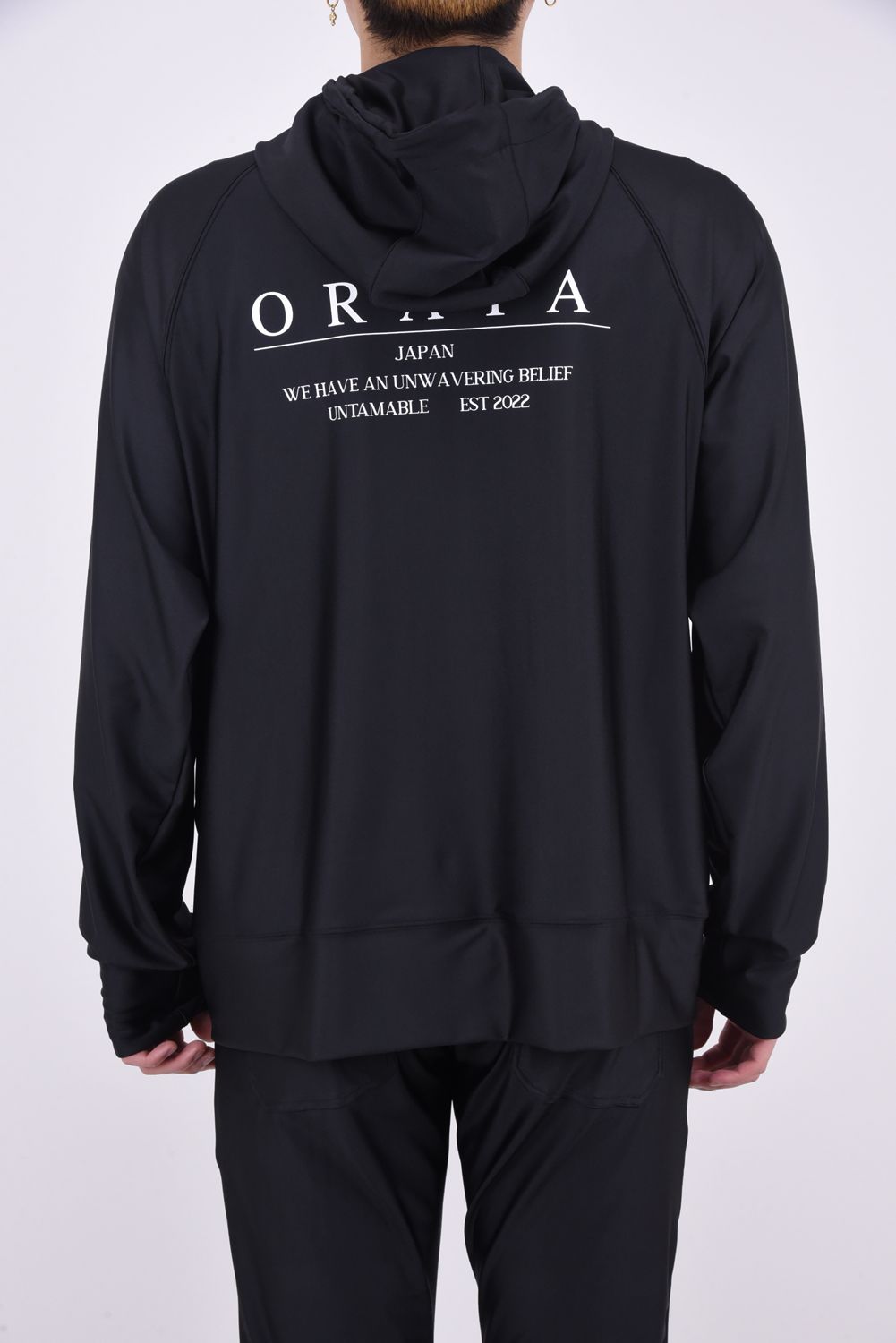 rush zip hoodie / ラッシュガード フロントロゴ フルジップフーディー ブラック