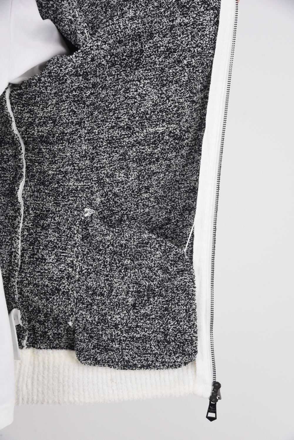 HEMLINE KNIT HOODIE / ヘムライン ジップアップ ニットフーディー トップグレー
