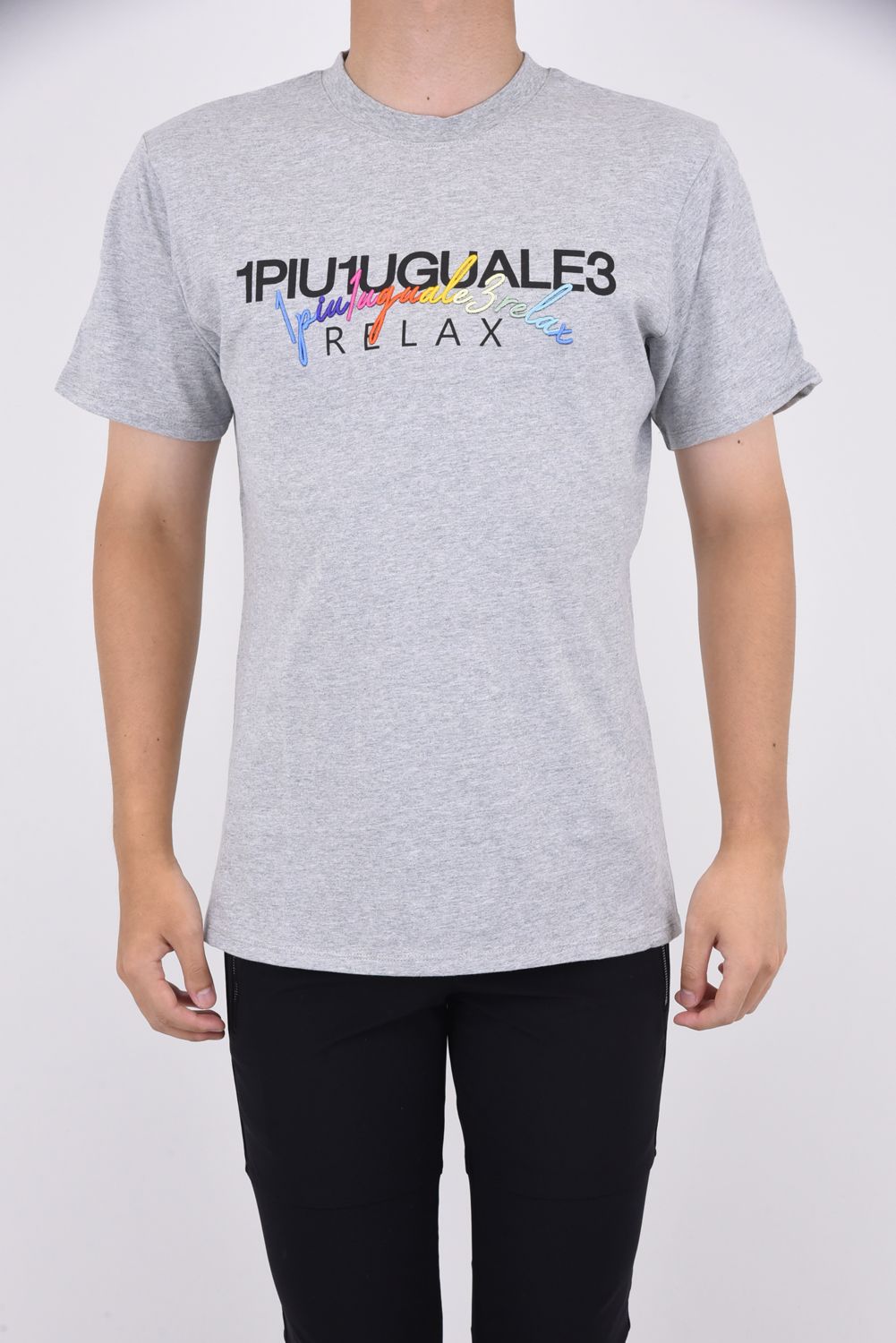 1PIU1UGUALE3 RELAX - RAINBOW LOGO T-SHIRTS / レインボー刺繍ダブル