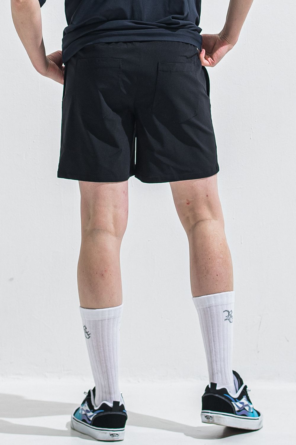 TV NYLON SHORTS / 高機能ナイロンマイクロファイバー リラックスショートパンツ (ブラック) (6月上旬入荷予定) ※オーダー締切:2月15日(日)18時