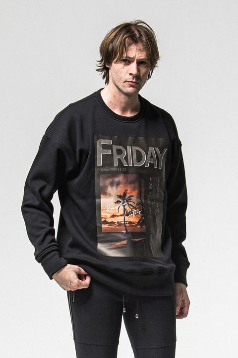 FRAIDAY OLD COVER VELOURS FLEECE TRAINER / 裏ベロアフリース カバーデザイン ロングスリーブ トレーナー (ブラック) (11月上旬入荷予定) ※オーダー締切：9月1日(月)18:00