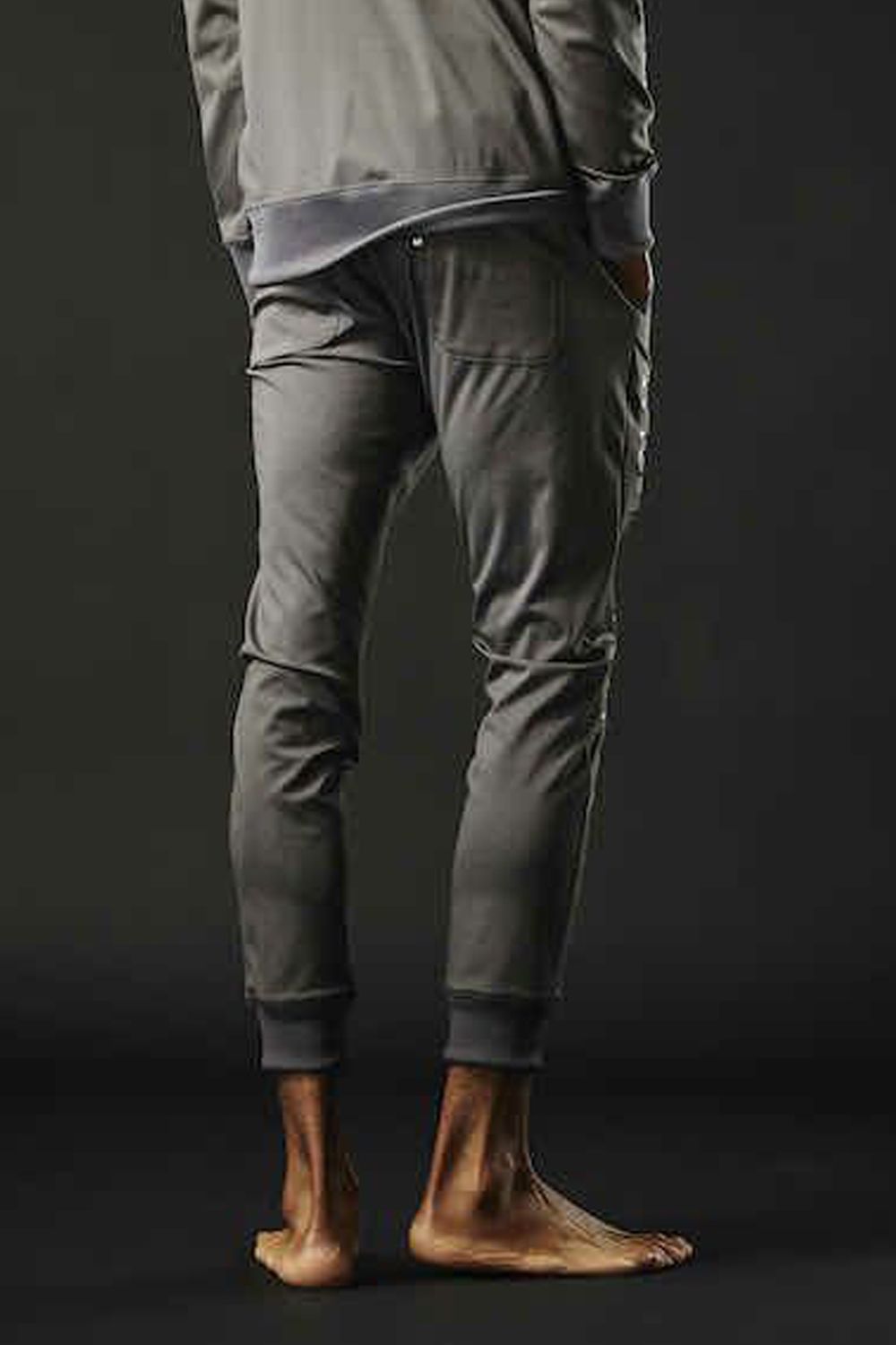 113SPORT COMFORTABLE TAG SOLID RIB / 113ロゴ ストレッチ リブパンツ チャコール