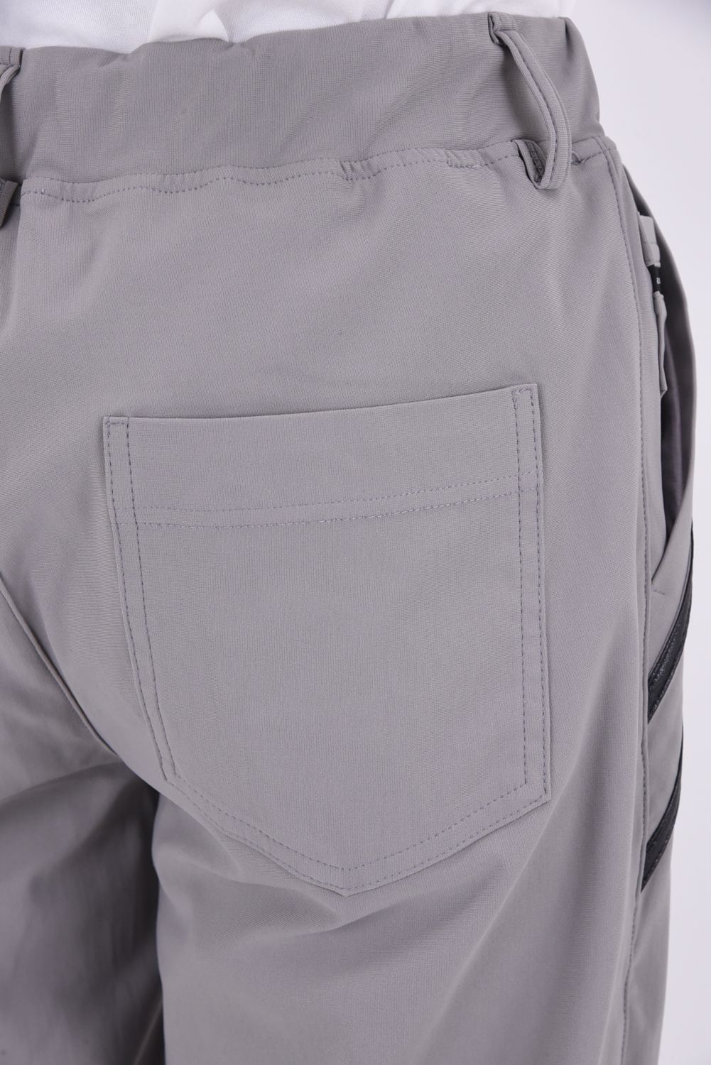 EDGE NYLON SEMI WIDE PT / ナイロンマイクロファイバー エコレザーライン セミワイド イージーパンツ (グレー)