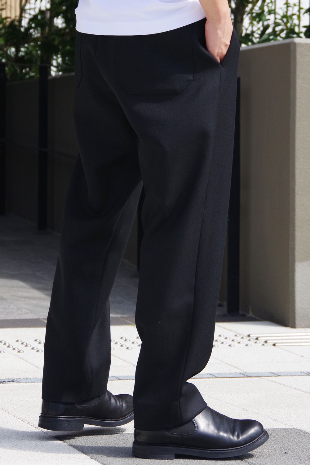 WOOL TWILL PANTS / プレーンフロント イージーパンツ （ブラック）