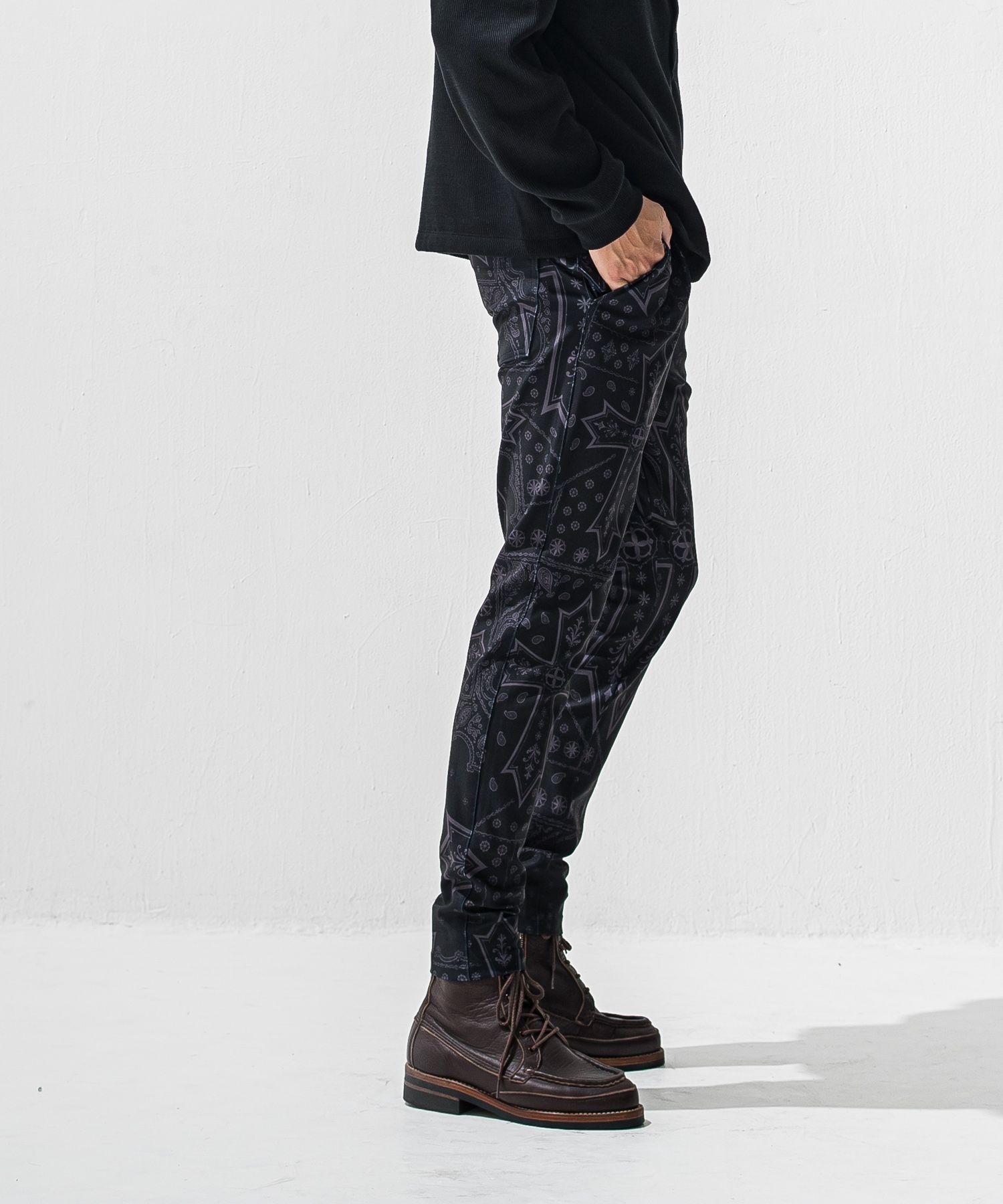 CHRIS EASY TUCK PANTS / ハイテンショントリコット スラックスイージータックパンツ (クロスブラック) (1月上旬入荷予定) ※オーダー締切:9月7日(月)17時