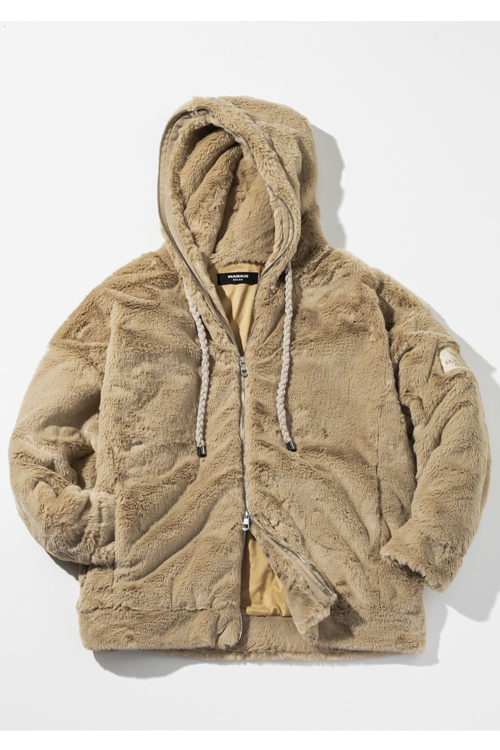 【26AW】 LUXE CLOUD-FUR OVERSIZED ZIP HOODIE / オーバーサイズ ジップアップ ファーフーディー (ベージュ) (10月上旬入荷予定)
