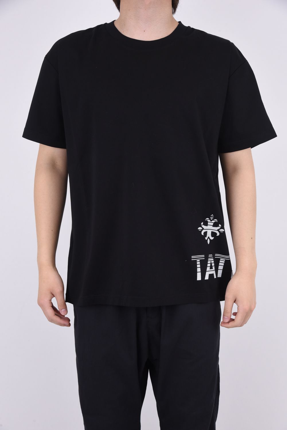 MONTUNO / ロゴプリント シルケット クルーネック Tシャツ ブラック