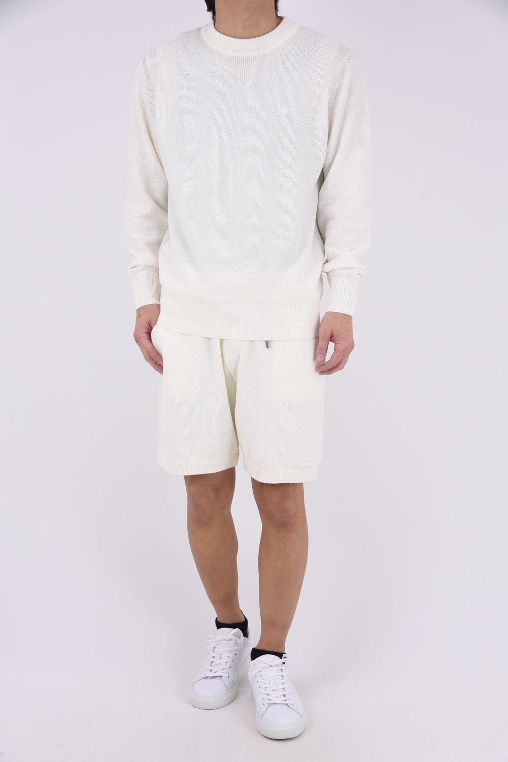 【26SS】 PARTIAL FOIL PRINT SHORTS KNIT / 箔プリント ニットショーツ (ホワイト)