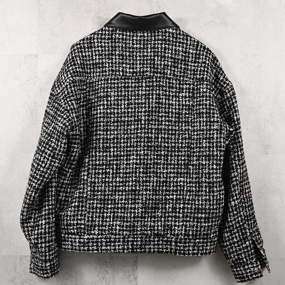 FCTWEED 2nd jk / ファンシーツイード エコレザーカラー デニムジャケット (ブラック) (9月末入荷予定) ※オーダー締切:5月23日(土)17時