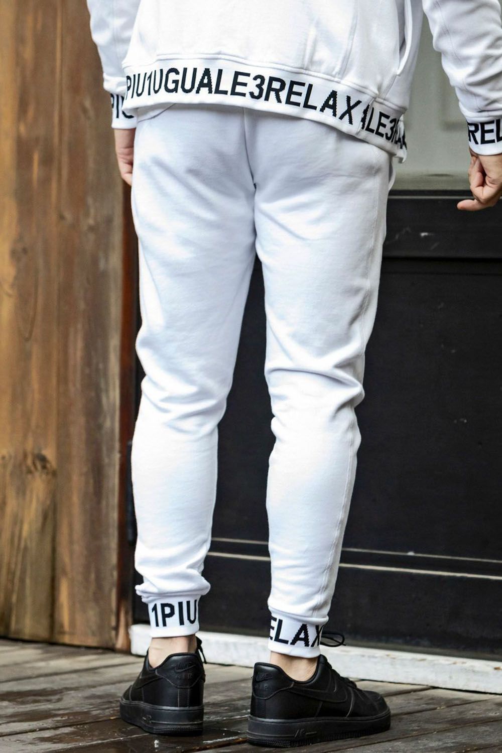 HEM LOGO LONG PANTS / ワイドスピンドル ロゴ スウェットパンツ (ホワイト)