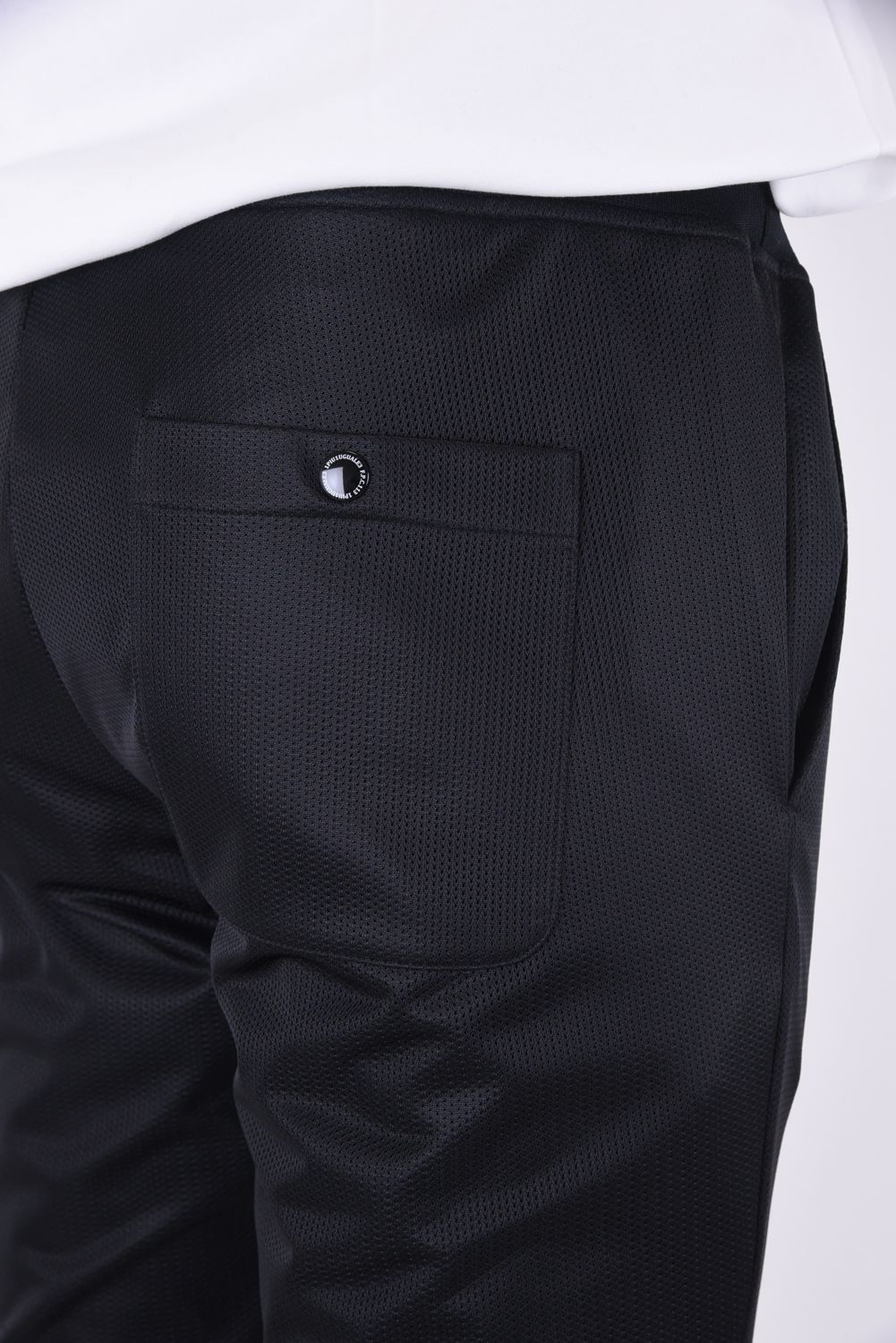 《1PIU1UGUALE3 RONE》R[10] 113 LAYERED MESH RIB BLACK / 113ロゴ レイヤード メッシュ リブパンツ ブラック