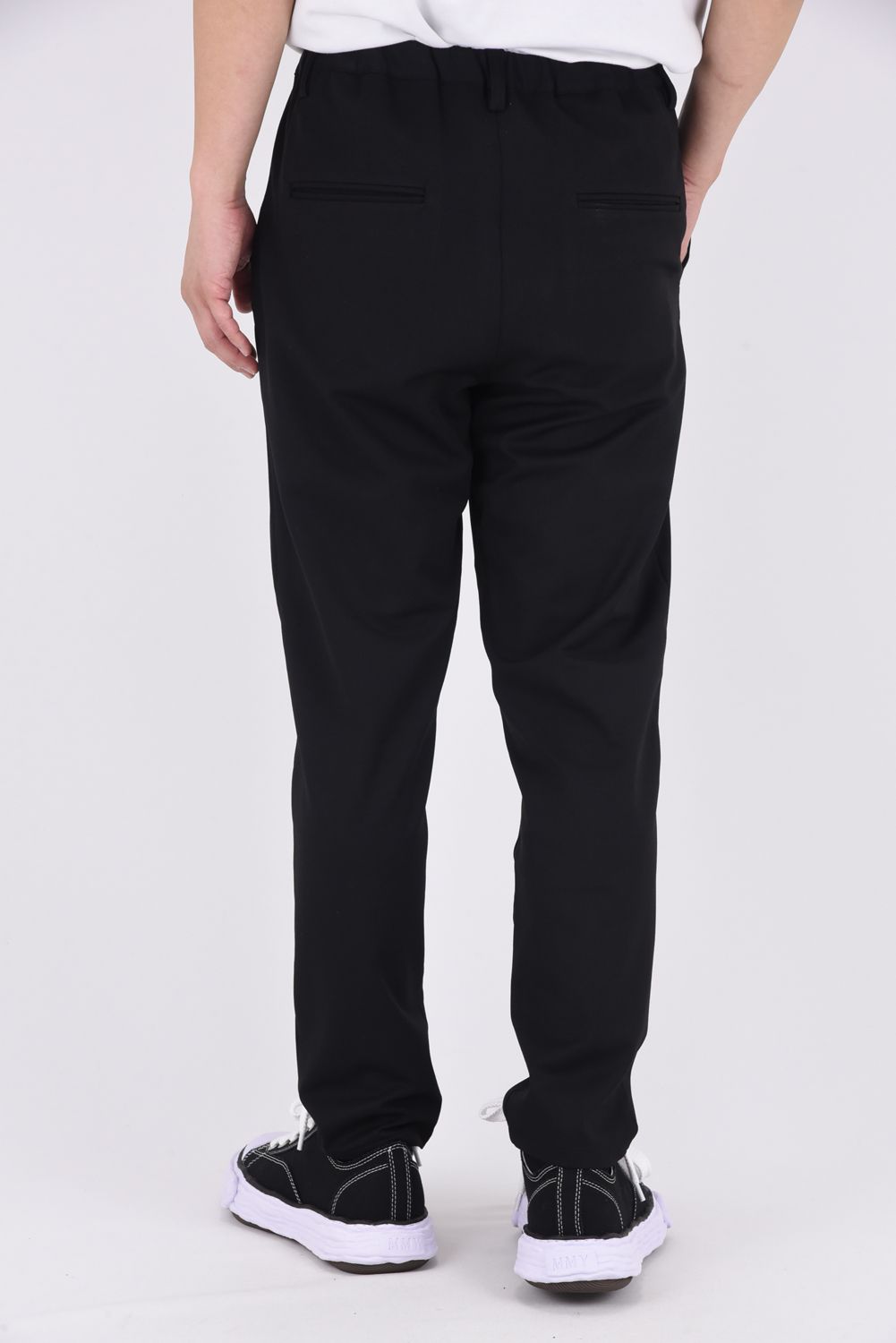 PAT WIDE EASY PANTS / ストレッチツイル ワイドテーパード イージースラックス ブラック