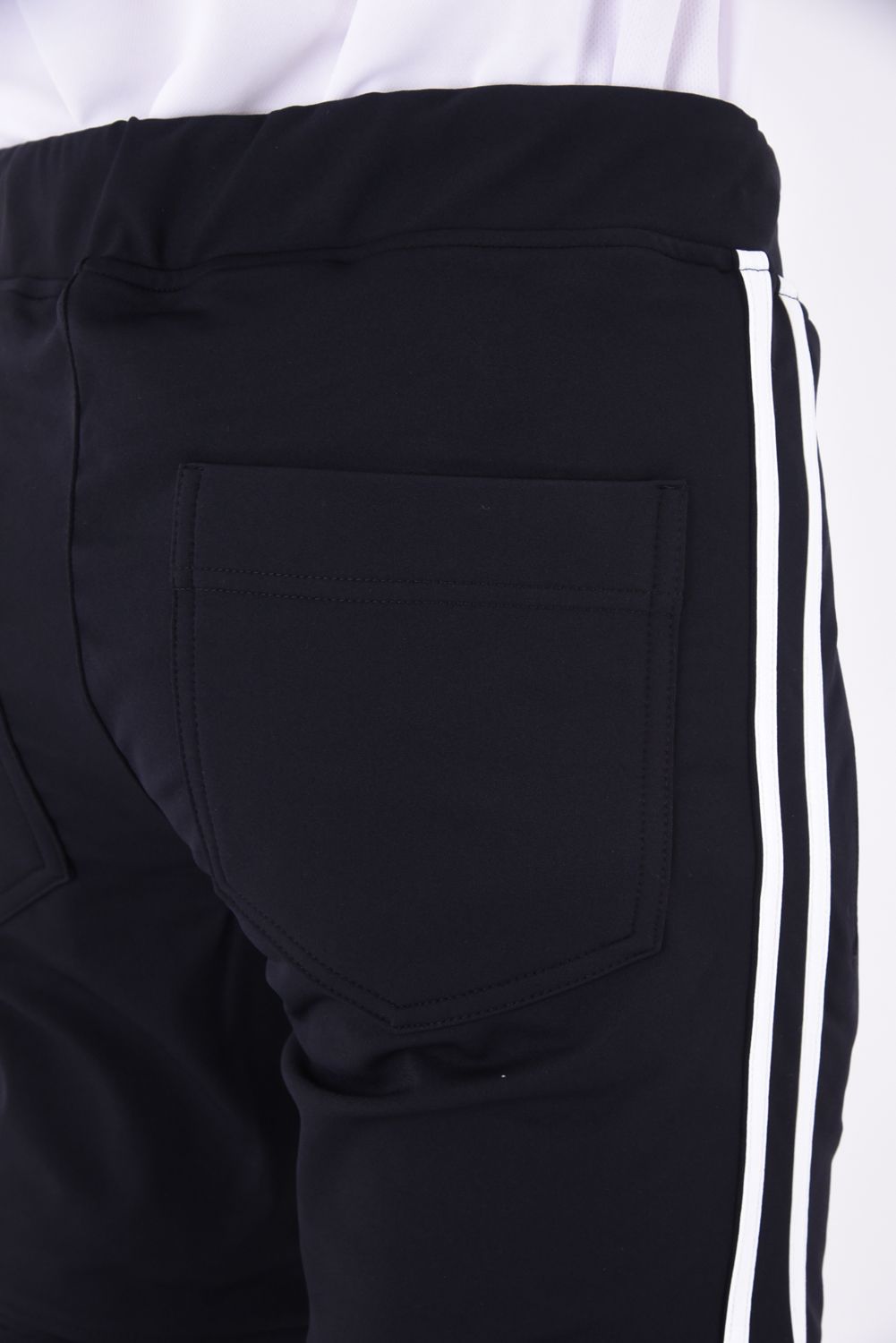 JOHNSON LINE HEAT PT / 【定番商品】 裏ボアフリース ハイブリットジャージー ラインパンツ ブラック / ホワイト