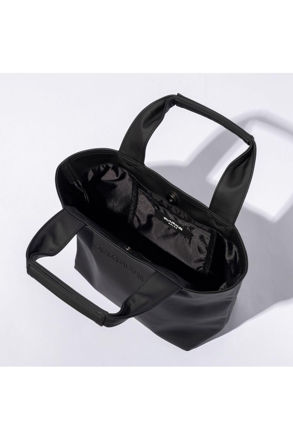 MATTE MINI BAG / フェイクマットレザー ブランドロゴ ミニバッグ (ブラック)