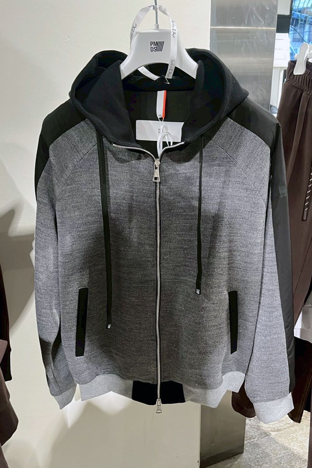 【26AW】 ICON JACKET / ウール混 ツートーン ジップアップ スウェットパーカー (グレー) (9月入荷予定)