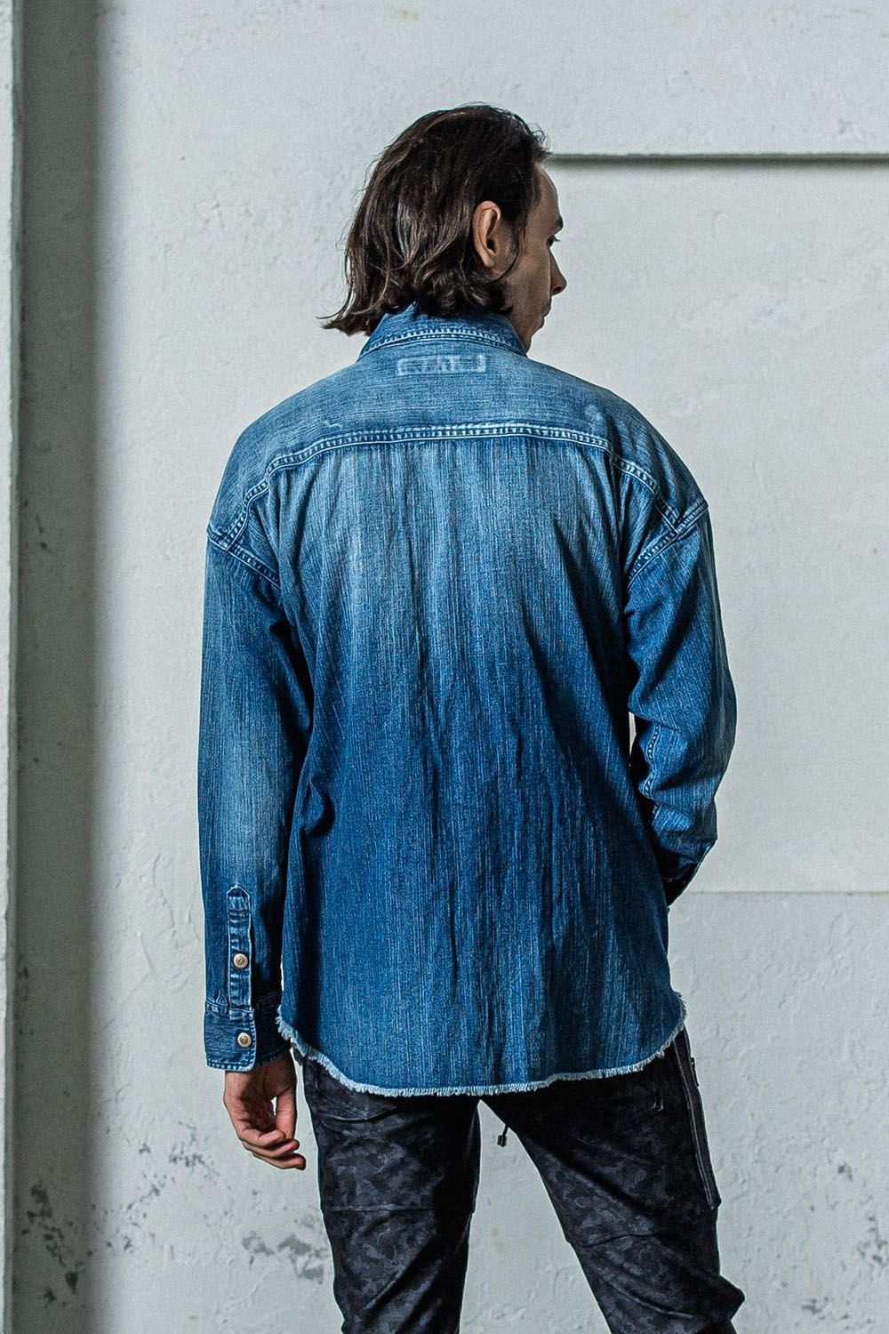 OVER DENIM SHIRTS / ヴィンテージ加工 ドロップショルダー ダンガリーシャツ インディゴ
