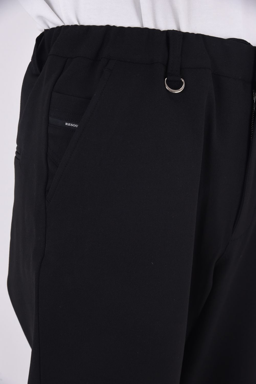 PAT WIDE EASY PANTS / ワイドテーパード イージースラックス (ブラック)