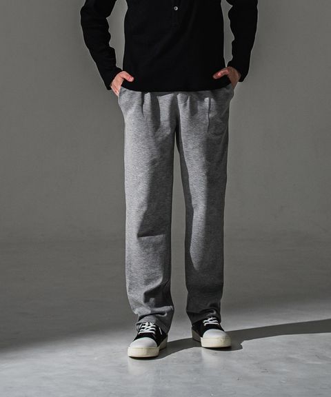 CHRIS EASY WIDE TUCK PANTS / ブリスターニット ワンタック イージーパンツ (グレー)（7月下旬入荷予定）