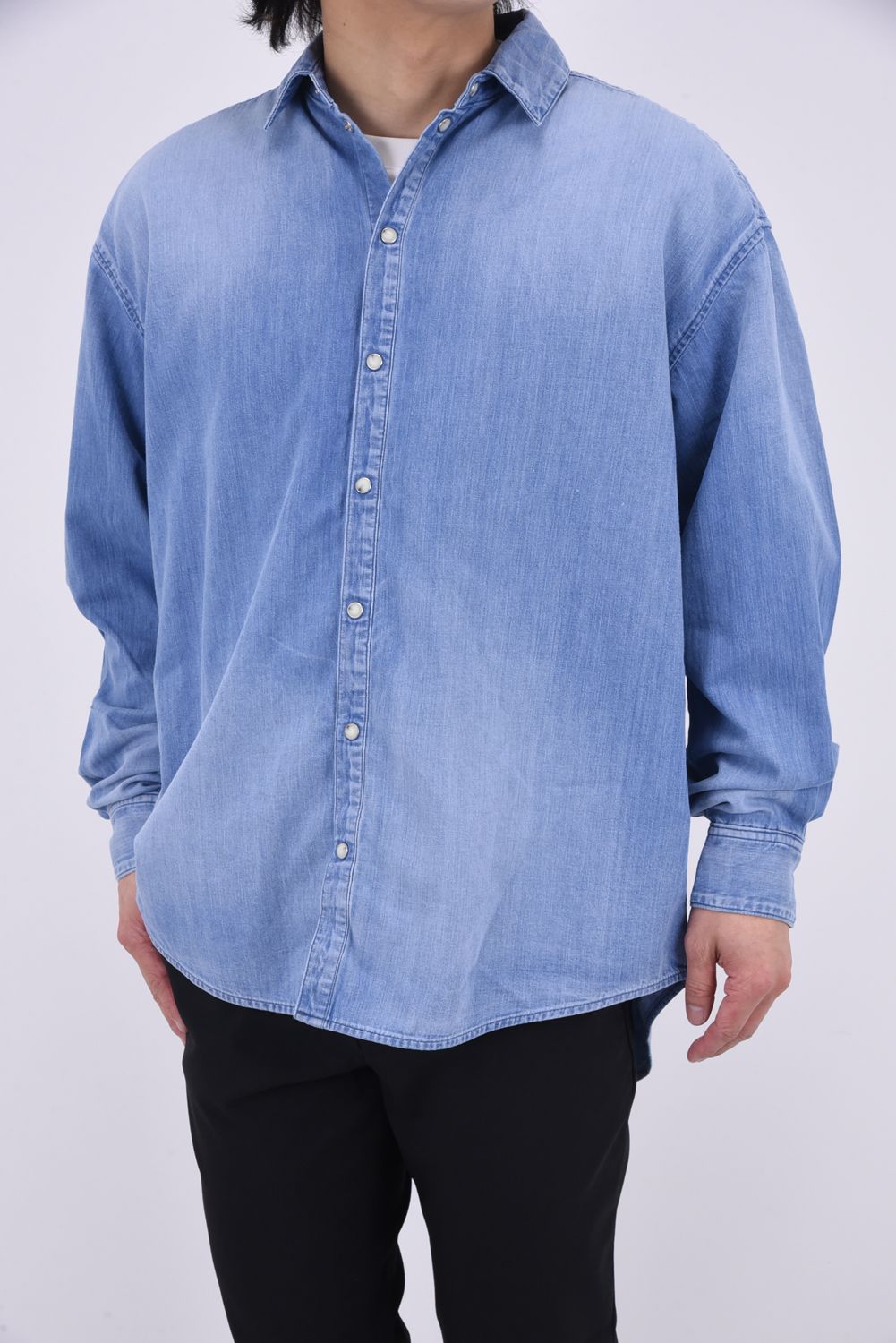 DENIM JACK SHIRTS / ヴィンテージ加工 ダンガリーシャツ インディゴユーズド
