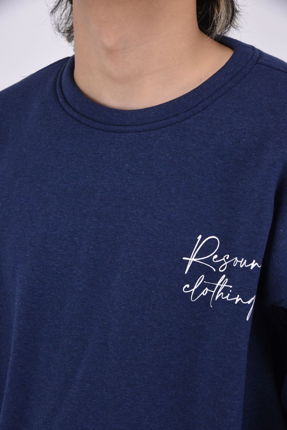 VELOURS FLEECE DORP TRAINER / アイコンロゴ 裏起毛 ルーズトレーナー ネイビー