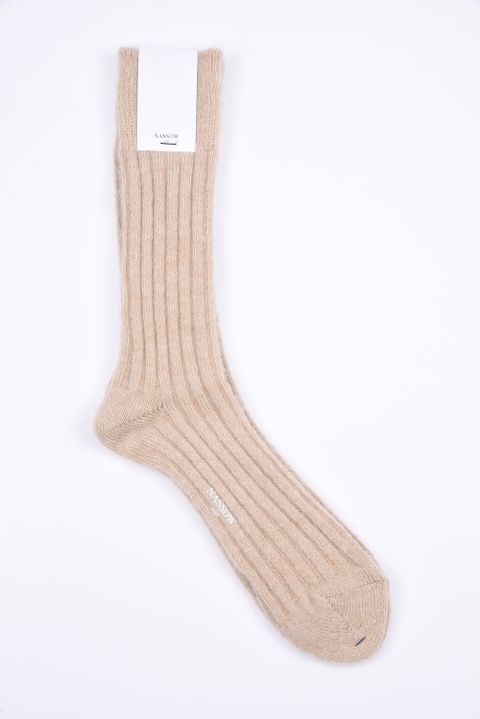 WOOL MIX RIB / 日本製 モヘアミックス リブソックス ラテ