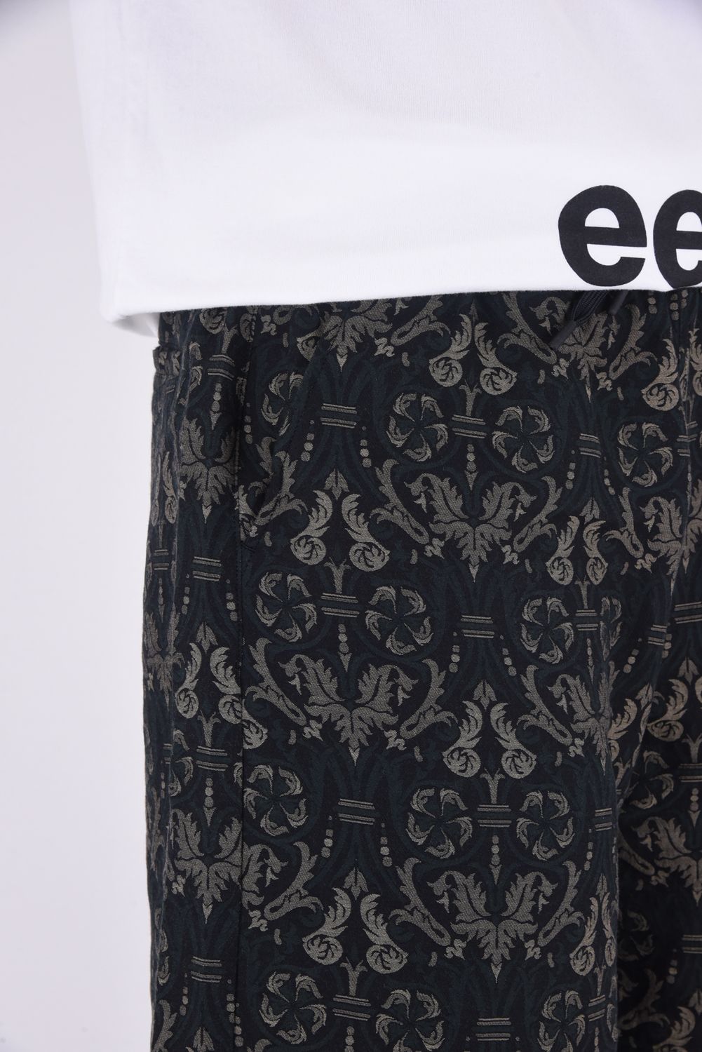 BOTANICAL JACQUARD EASY PANTS / ボタニカル ジャガード イージーパンツ ブラック