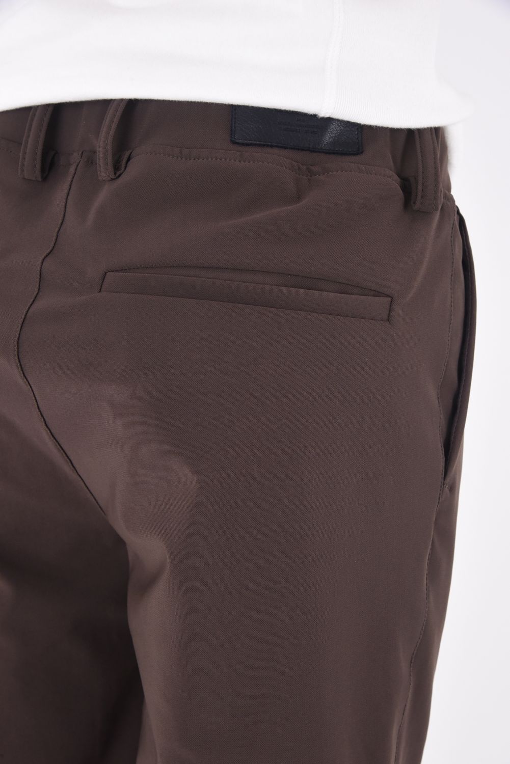 OX JERSEY SL TUCK PANTS / スラックス型イージーパンツ ブラウン