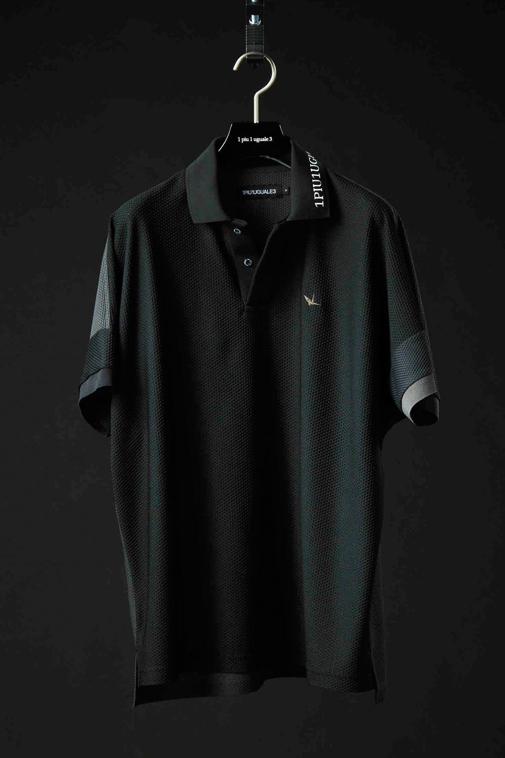 113SPORT TECHNICAL MESH CRAZY WIDE POLO / テクニカル メッシュ クレイジーパターン ワイドシルエット ポロシャツ ブラック×チャコール (4月~5月頃入荷予定)