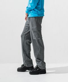 VELOURS FLEECE WIDE HEAD CARGO / 裏起毛 ベロアフリース ワンタックカーゴパンツ (チャコール) (11月中旬入荷予定) ※オーダー締切:9月7日(月)17時