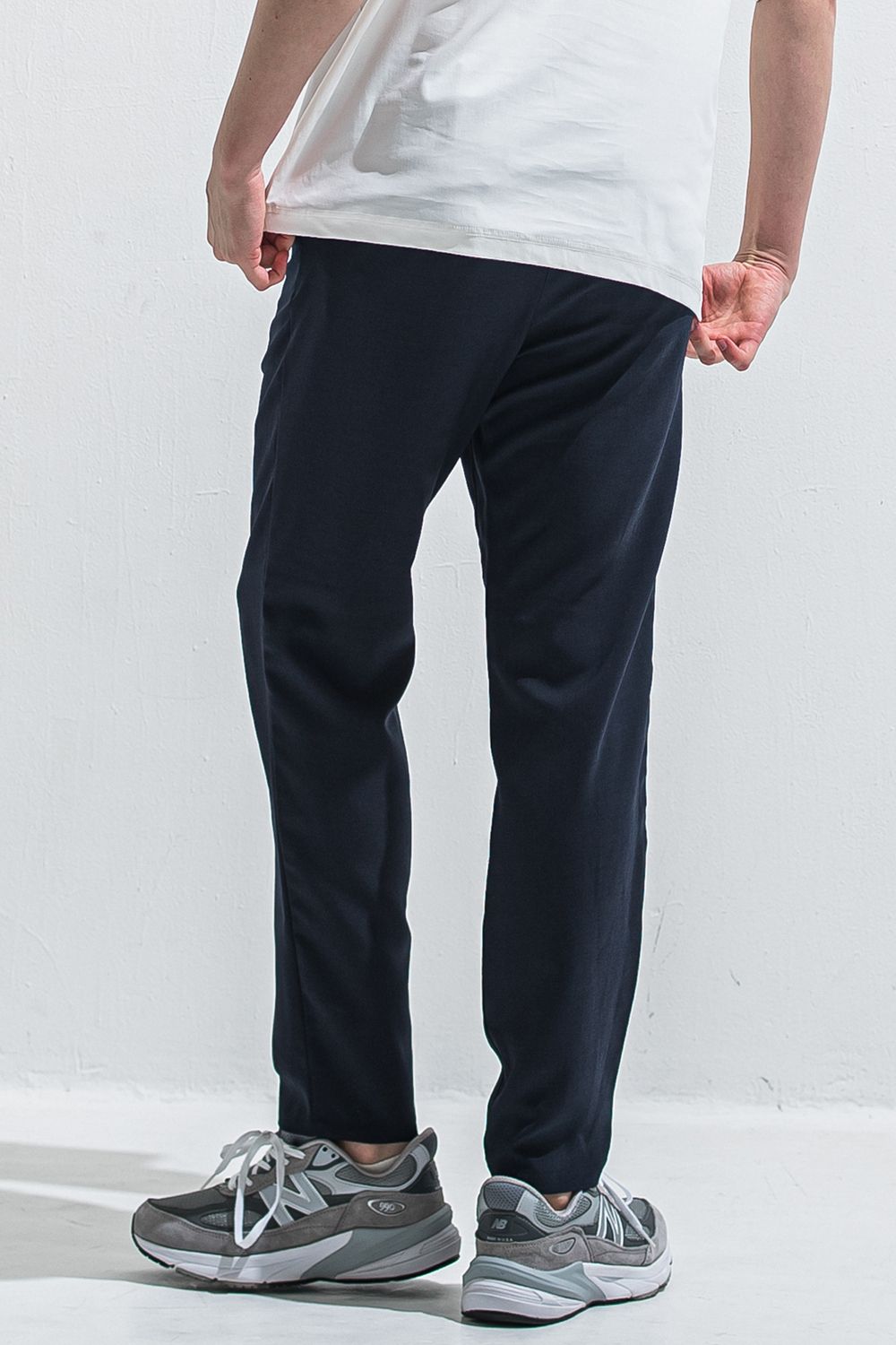 PAT WIDE EASY PANTS / ツイル生地 ワイドテーパード イージースラックス (ネイビー) (4月中旬入荷予定) ※オーダー締切:2月15日(日)18時