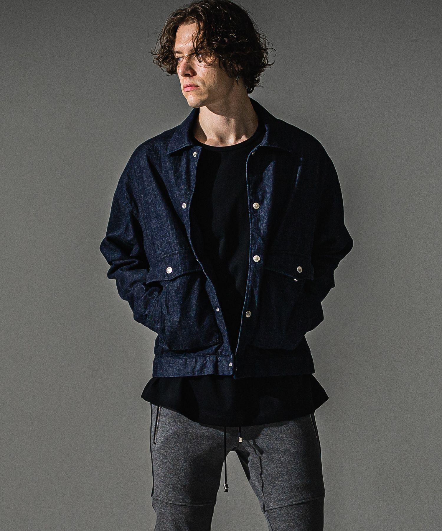 LDENIM AG flight jk / ダンガリー素材 デニムシャツジャケット (インディゴワンウォッシュ) (8月中旬入荷予定) ※オーダー締切:5月23日(土)17時