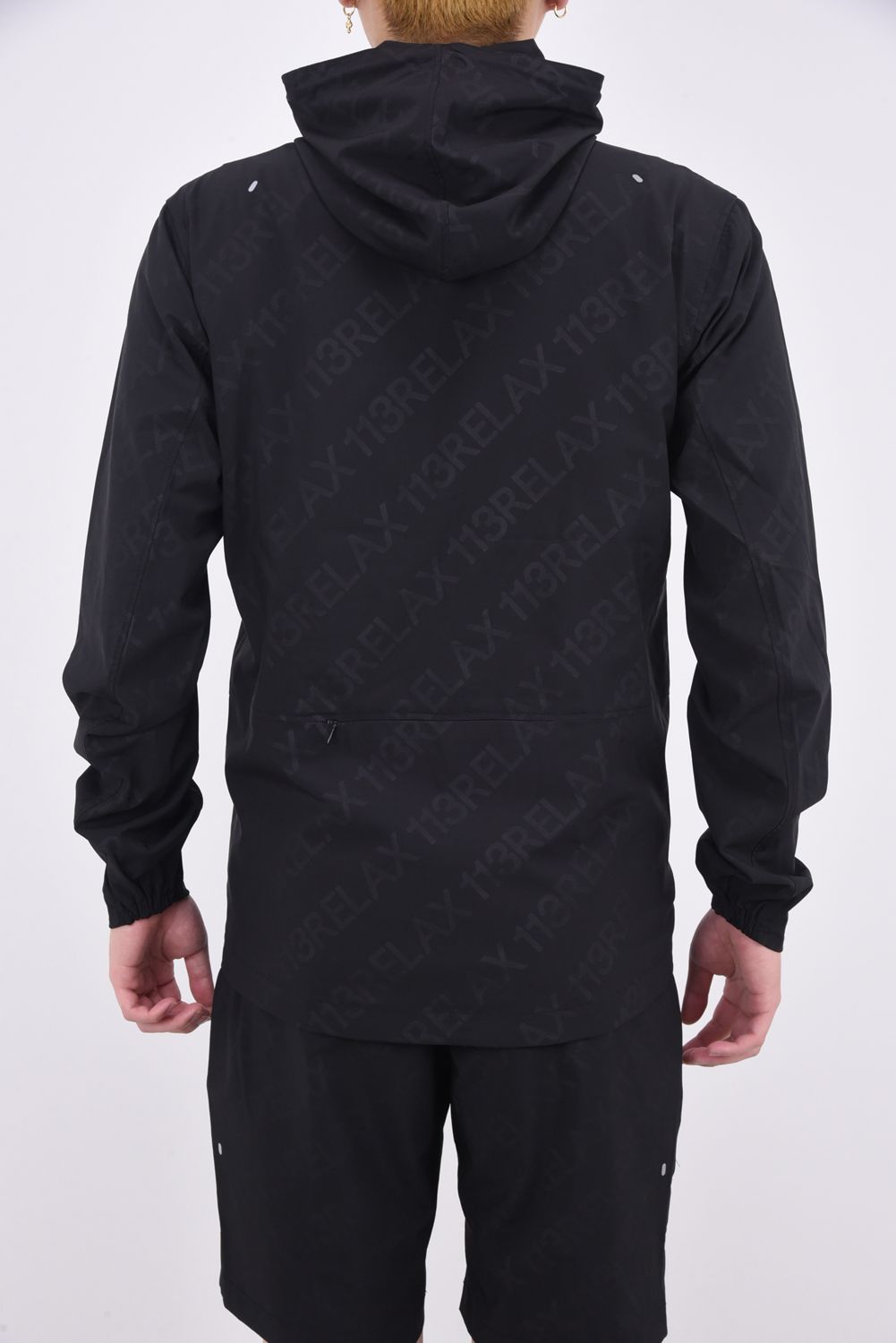 RUNNING DIAGONAL LOGO HOODIE / ランニング ダイアゴナル ロゴ フーディー ブラック