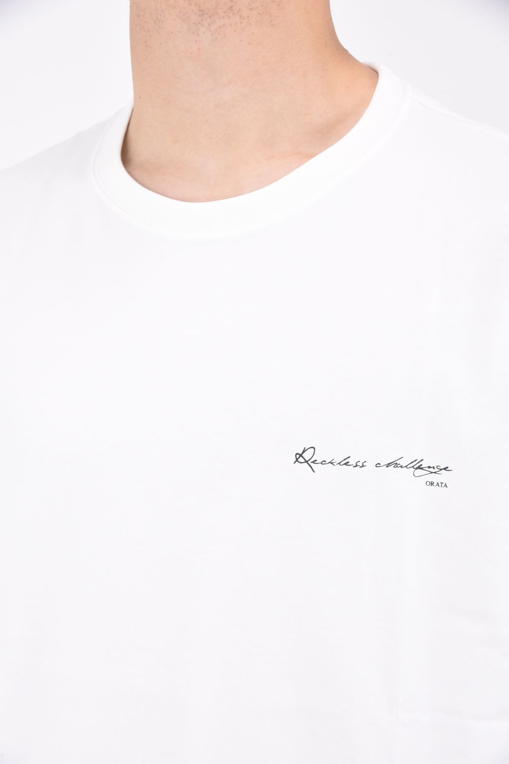 Reckless crew T / メッセージプリント 半袖Tシャツ ホワイト