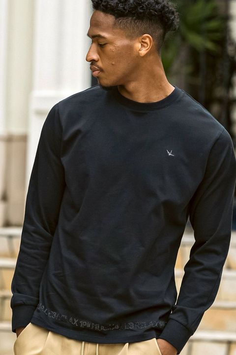 【25AW】 LONG T-SHIRT WITH RHINESTONE HEM / ラインストーンヘムシルケットロングTシャツ (ブラック)