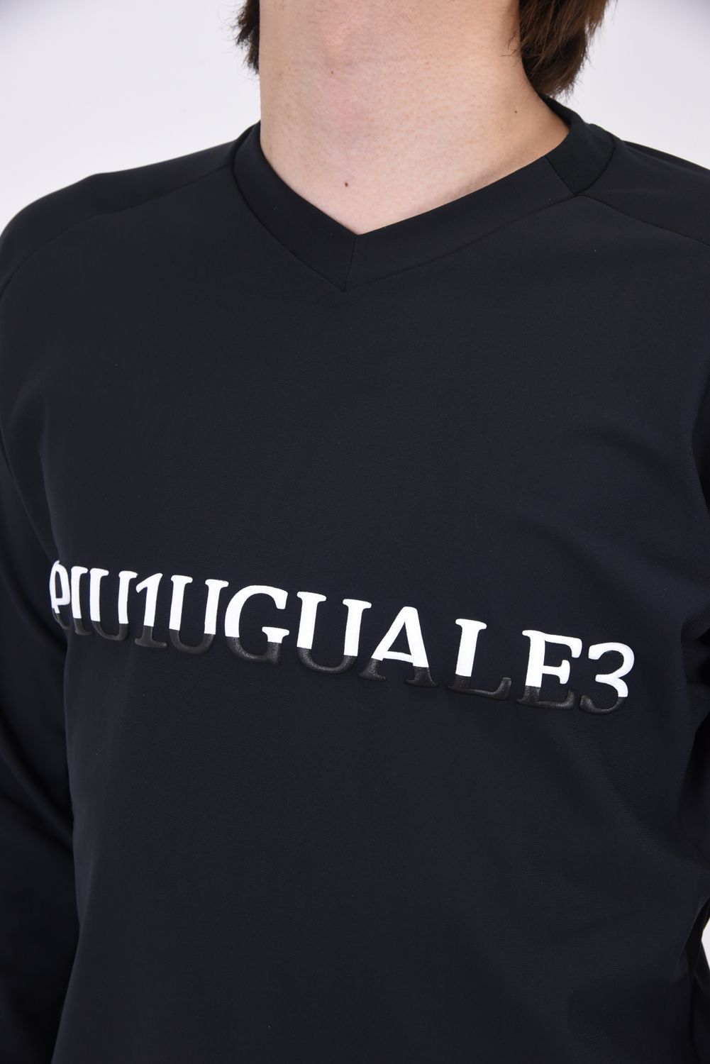 113 SPORT AIR BOOST V NECK L/S BLACK / 3Dツートンロゴ ロングスリーブ Vネック Tシャツ ブラック