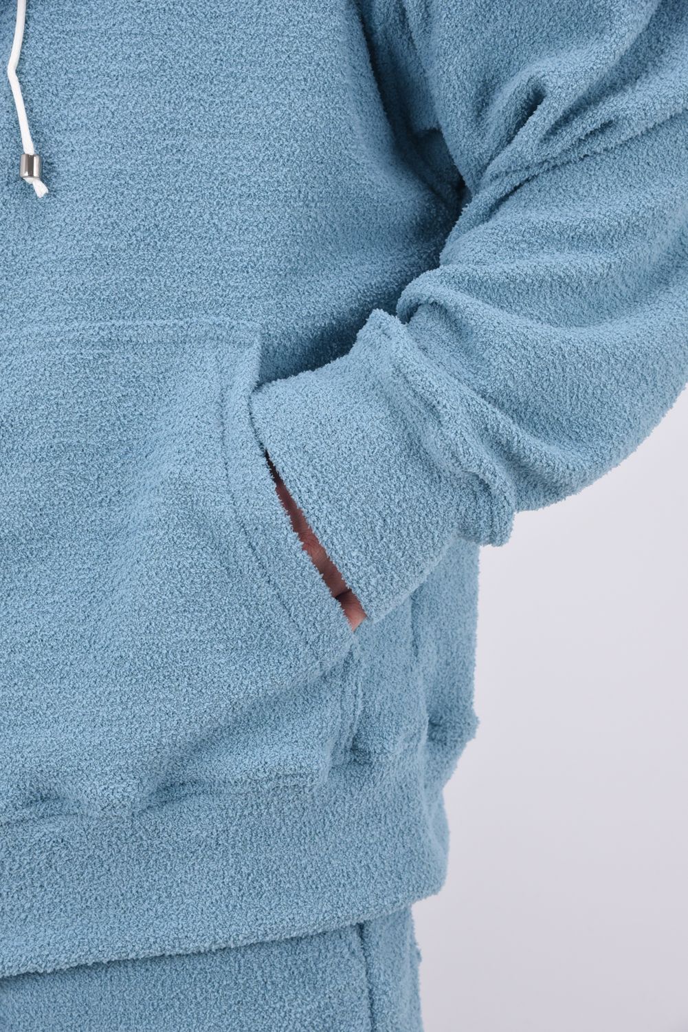 MOLE YARN PILE ZIP LOOSE HOODIE / モールパイル オーバーサイズ ジップアップパーカー ブルーグリーン