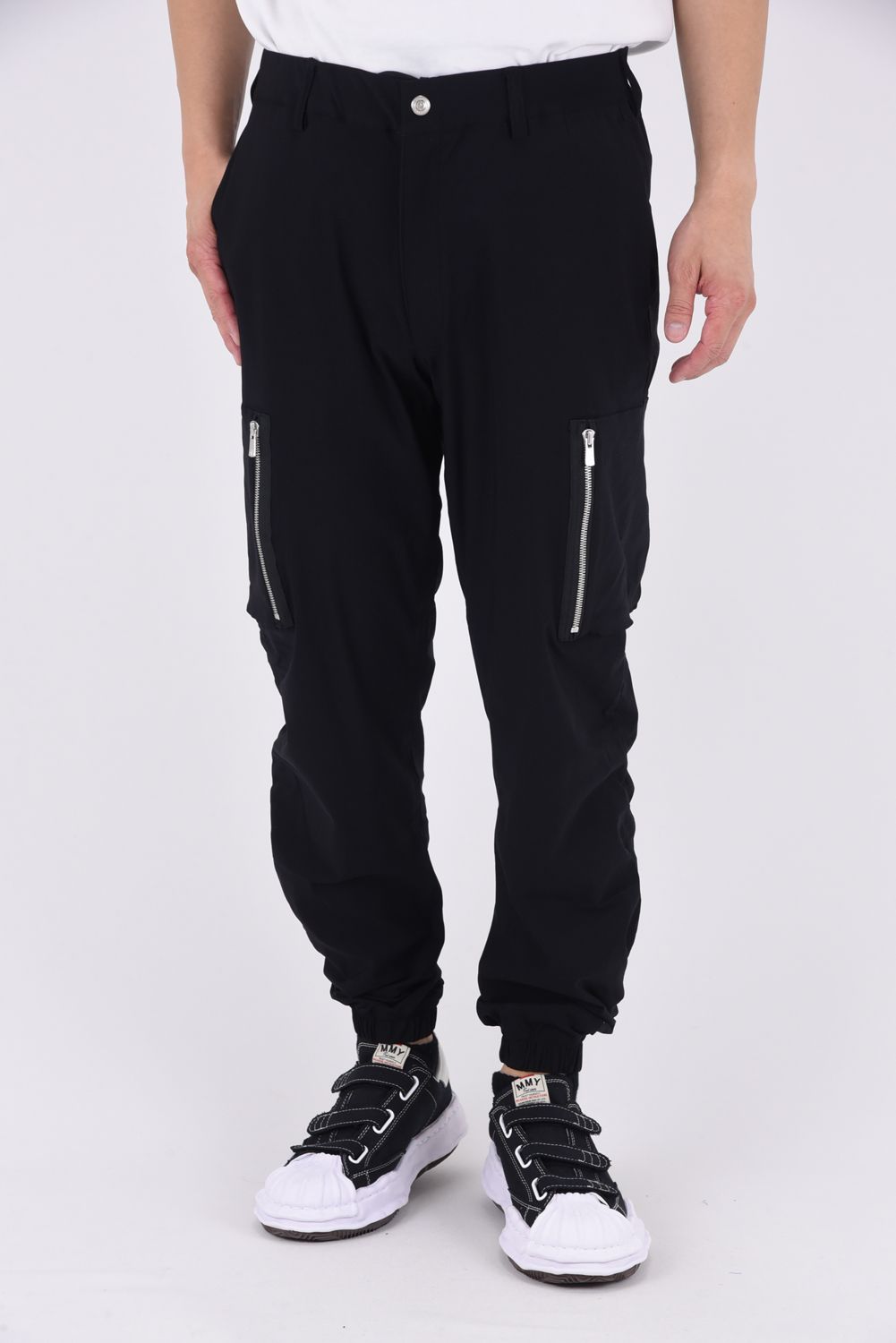 DAVID NYLON CARGO PANTS / ストレッチナイロン ミリタリーカーゴパンツ ブラック