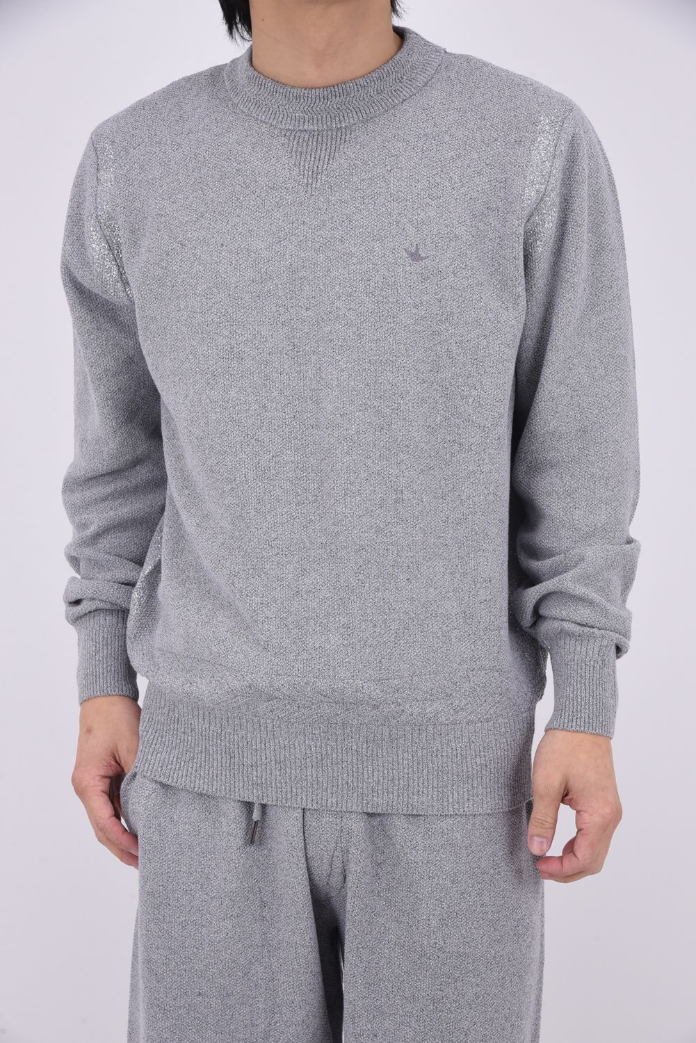【26SS】 PARTIAL FOIL PRINT CREW KNIT / 箔プリント クルーネックニット (グレー)