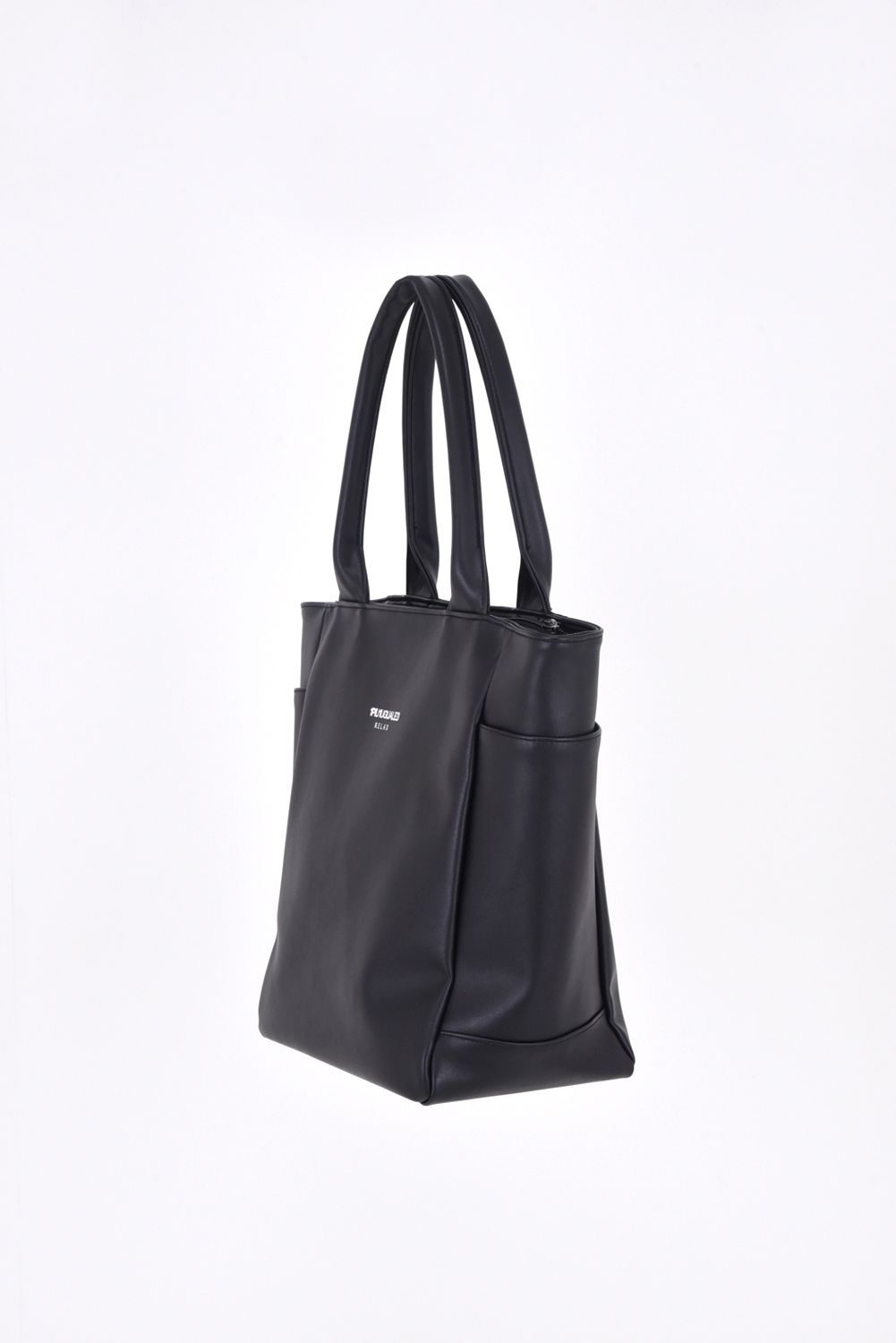 PU TOTE BAG / サークルロゴPUトートバッグ (ブラック)