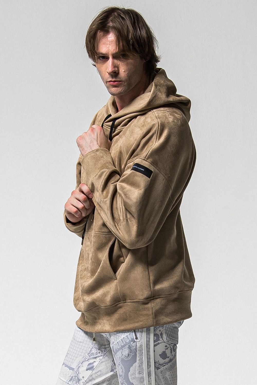 SUEDE LOOSE HOODIE / スウェード ルーズ パーカー (ブラウン) (1月上旬入荷予定) ※オーダー締切：9月1日(月)18:00